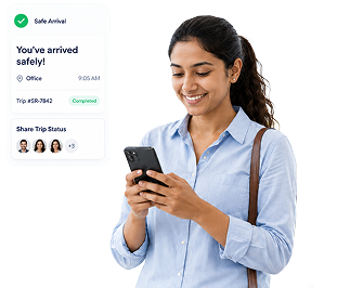 Employee confirming a safe arrival in SAFERiDE